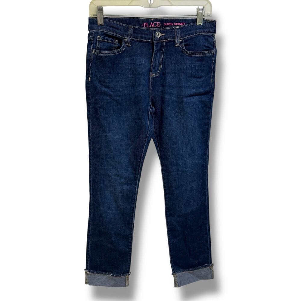 Children's Place Girls Super‎ Skinny Dark Cuffed Jeans Size 14 NEW